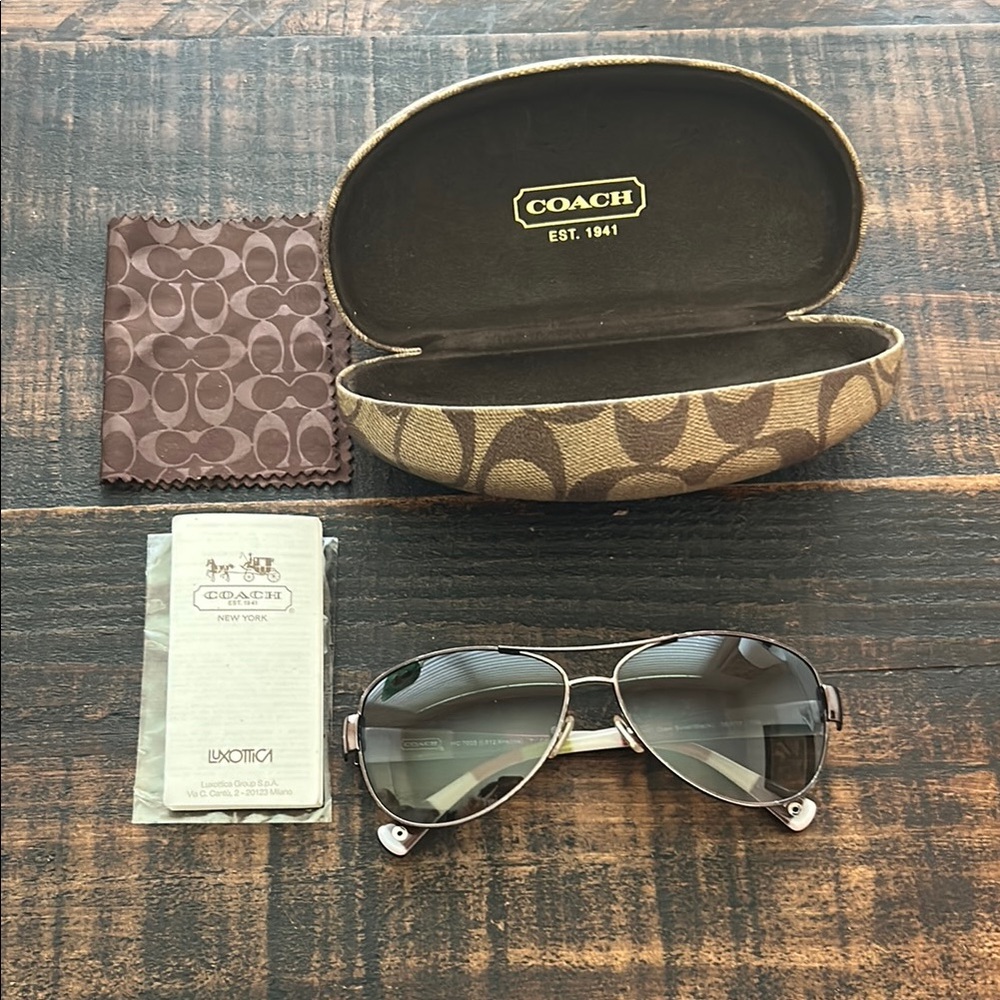 Coach Brown Aviator Sunglasses with Case